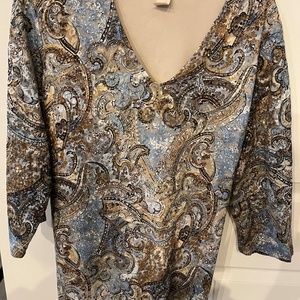 Women’s V-neck pull on lace pattern top 2X